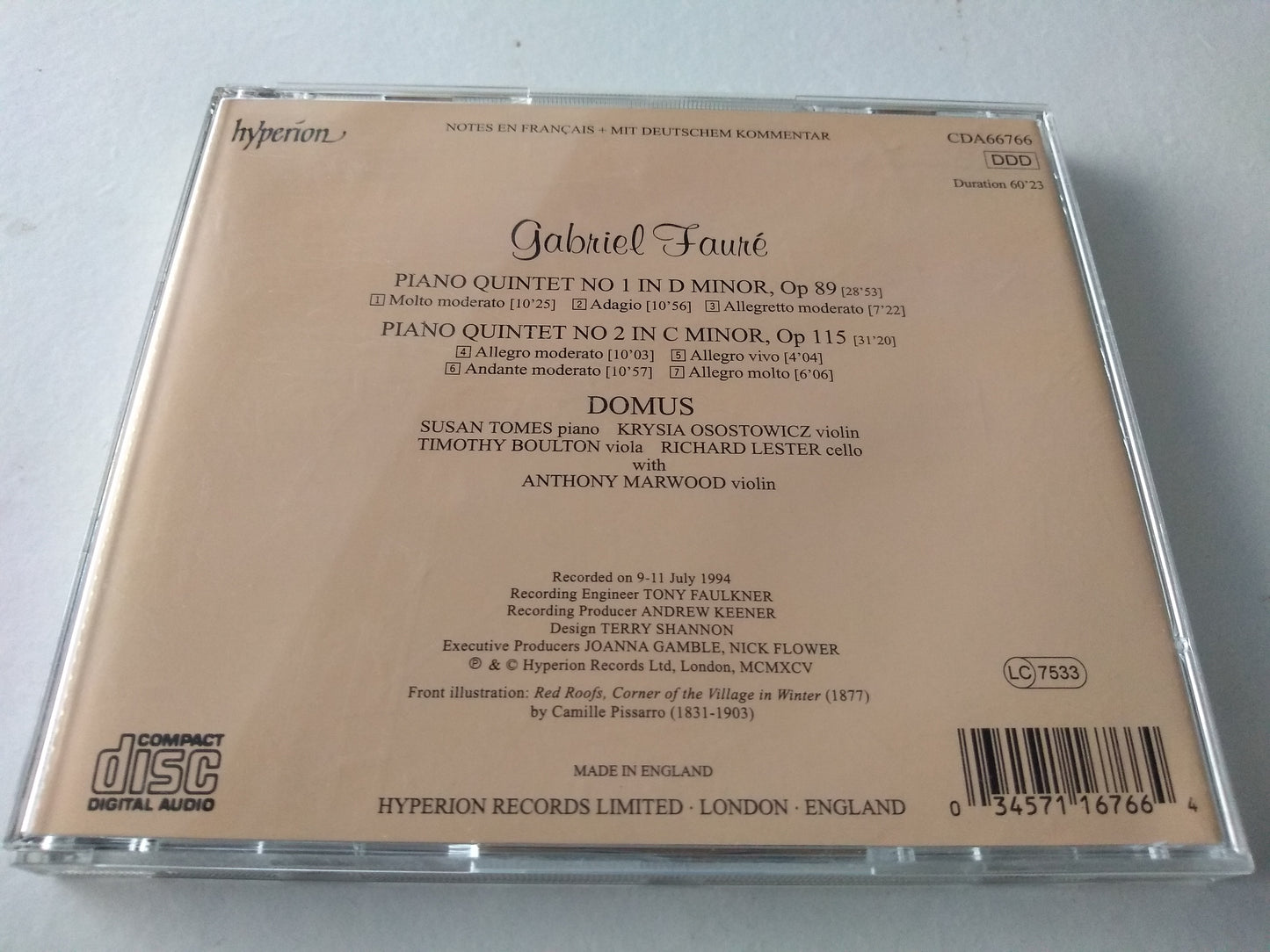 Fauré, Domus with Anthony Marwood - Piano Quintets CD album