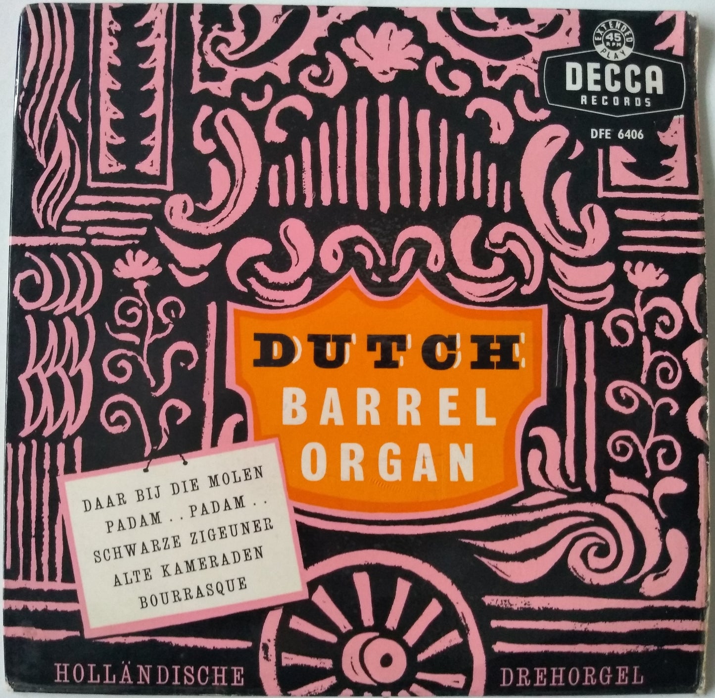 Unknown Artist - Dutch Barrel Organ (Decca 1958) 7” vinyl EP VG/VG