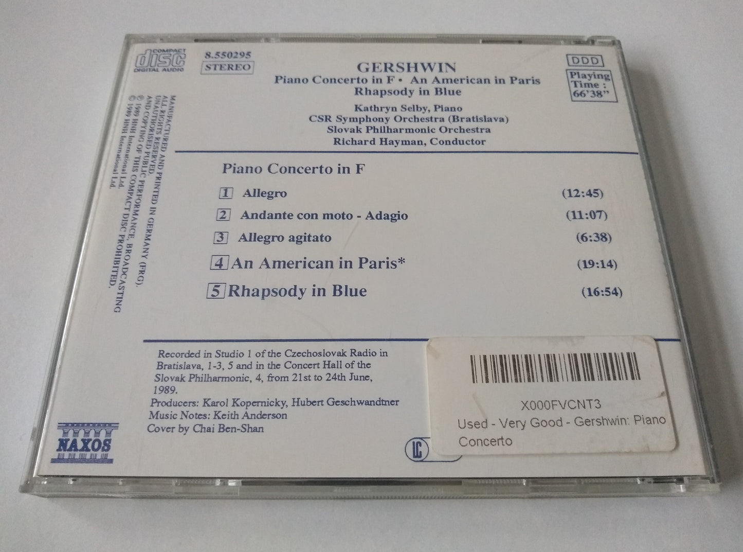 Gershwin - Rhapsody In Blue • An American In Paris • Piano Concerto CD