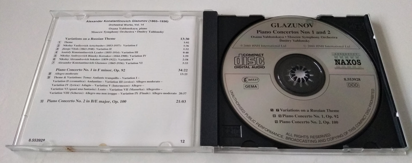 Glazunov - Piano Concertos Nos 1 And 2 (2000) CD album