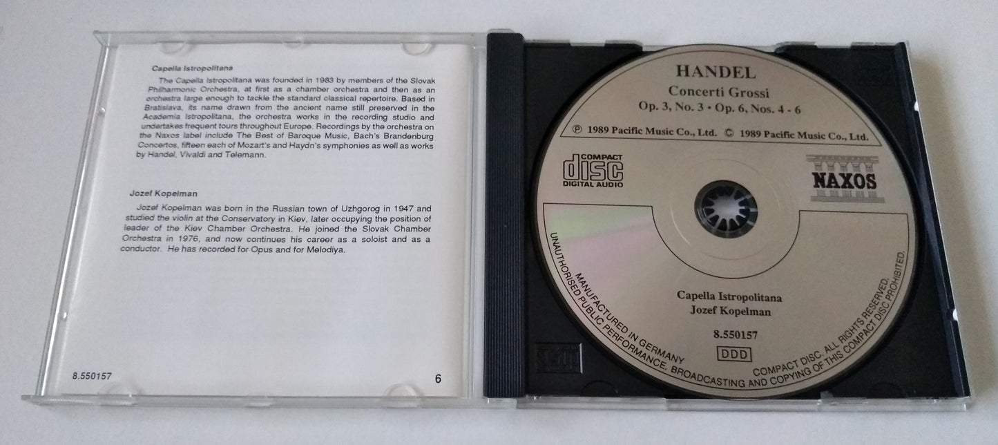 Handel - Concerti Grossi Op. 3 No.3・Op. 6 Nos. 4-6 (1989) CD album