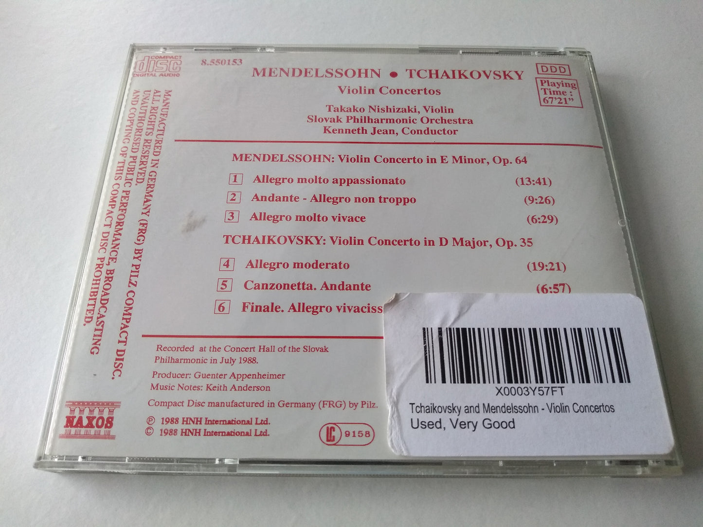 Mendelssohn, Tchaikovsky - Violin Concertos (1988) CD album