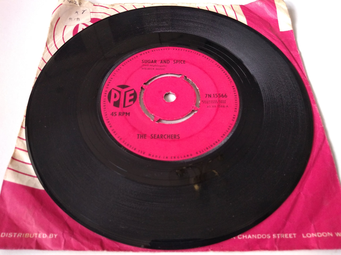 The Searchers – Sugar and Spice (Pye 1963) 7” vinyl single VG/G+