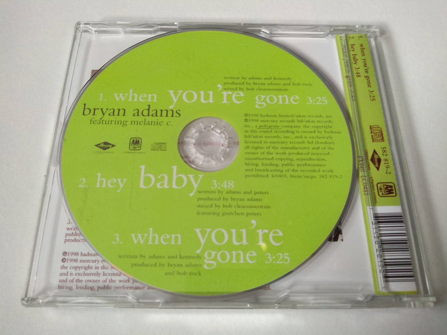 Bryan Adams Featuring Melanie C. - When You're Gone (1998) CD1 single