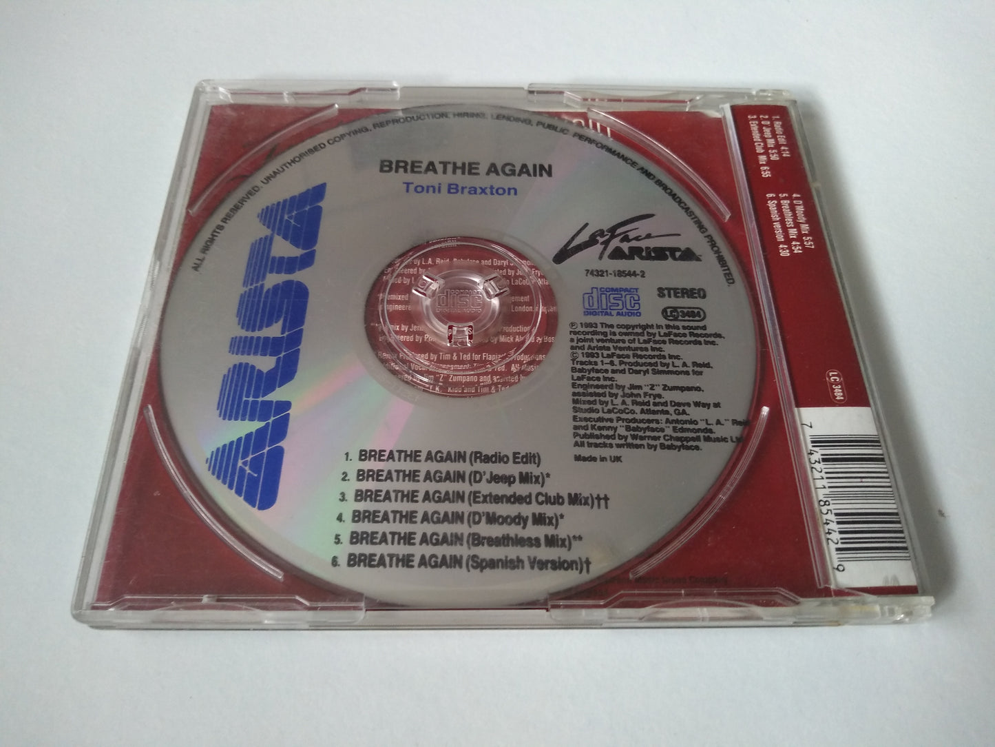 Toni Braxton ‎– Breathe Again (1993) CD single