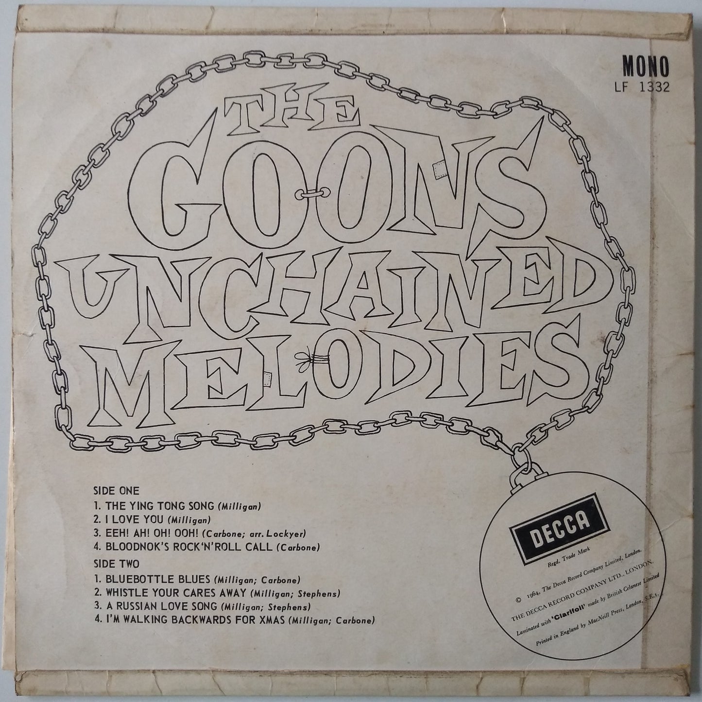 The Goons - Unchained Melodies (Decca 1964) 10" vinyl LP mono VG/G+