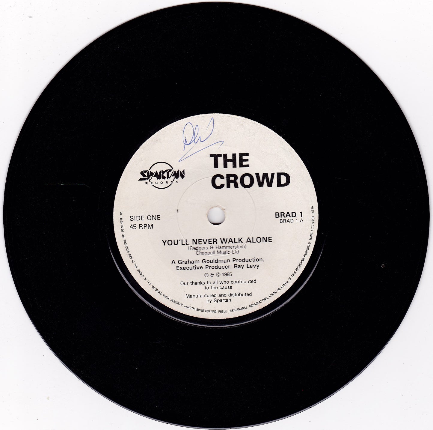 The Crowd - You'll Never Walk Alone (Spartan 1985) 7" vinyl single VG/-