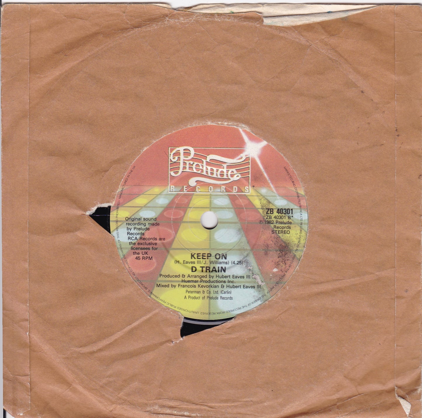 D-Train ‎– You're The One For Me (Labour Of Love Mix) (Prelude 1985) 7" vinyl single G+/-