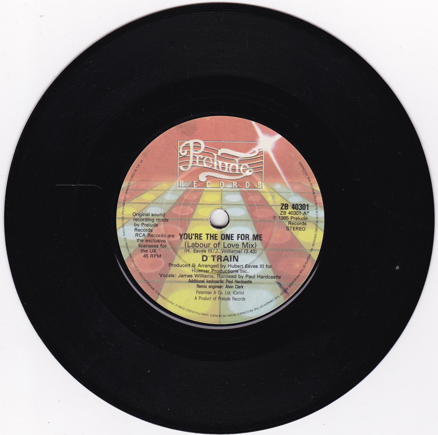 D-Train ‎– You're The One For Me (Labour Of Love Mix) (Prelude 1985) 7" vinyl single G+/-