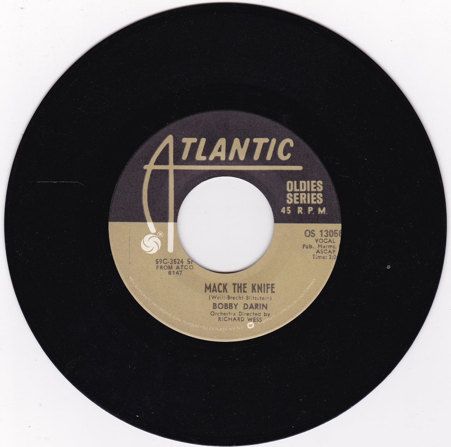 Bobby Darin ‎– Mack The Knife (Atlantic) 7" vinyl single G+/- US jukebox