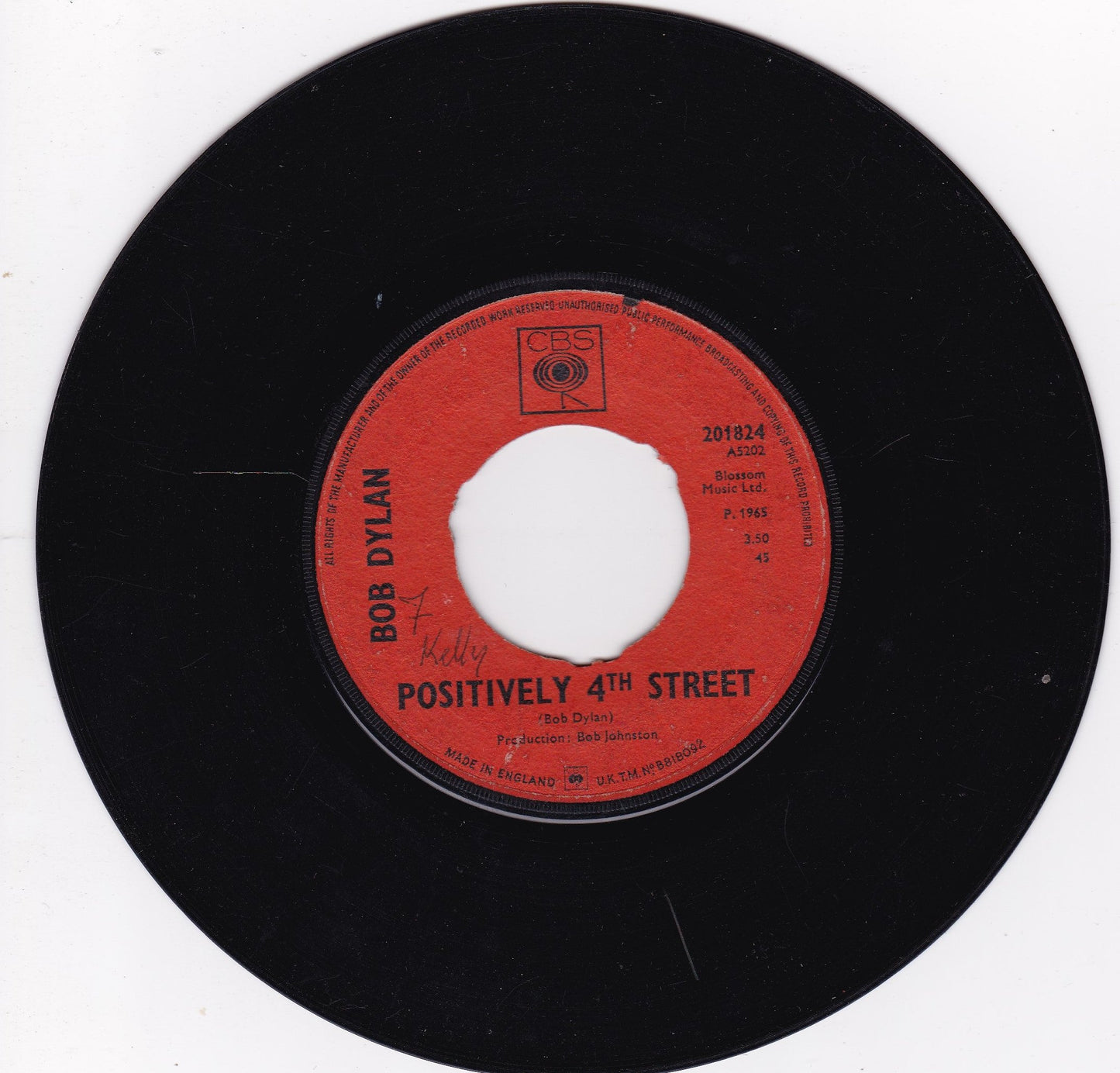 Bob Dylan ‎– Positively 4th Street (CBS 1965) 7" vinyl single G/-