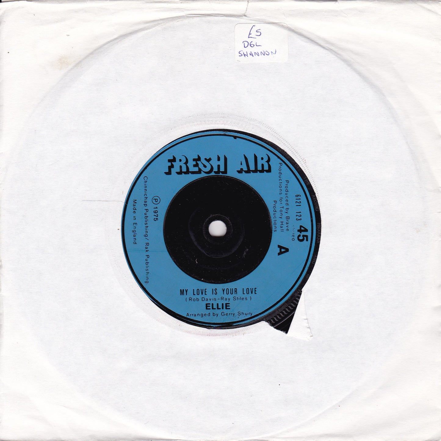 Ellie ‎– My Love Is Your Love (Fresh Air 1975) 7" vinyl single G+/-