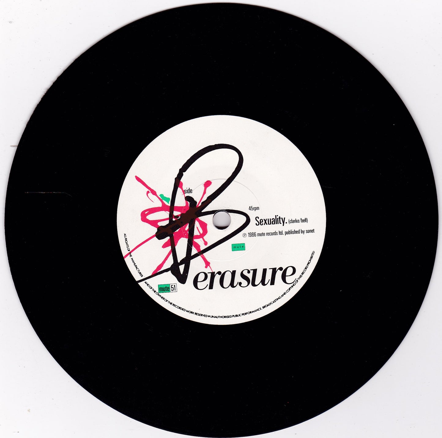 Erasure - Sometimes (Mute 1986) 7" vinyl single G+/VG