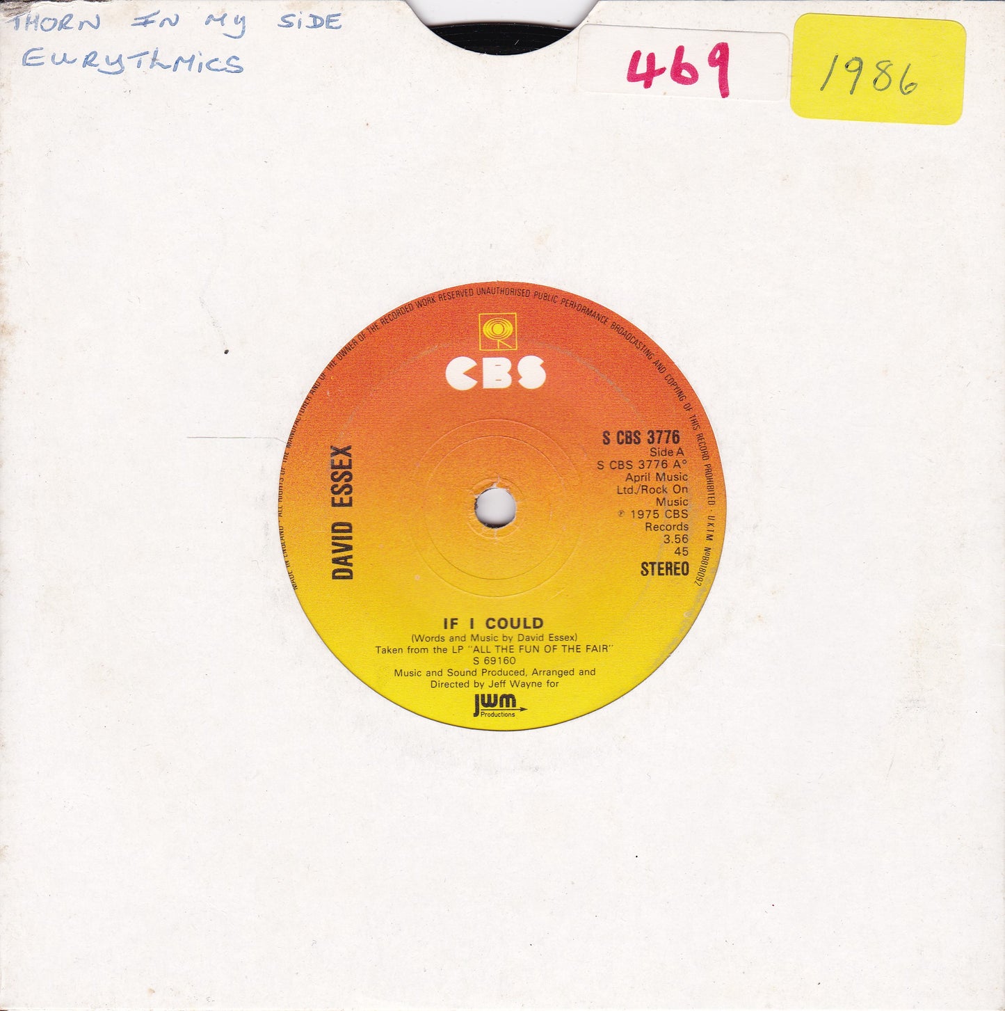 David Essex – If I Could (CBS 1975) 7" vinyl single G+/-