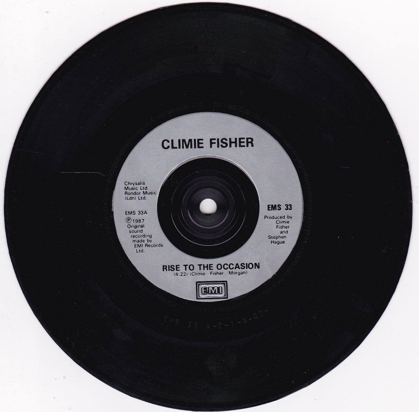 Climie Fisher – Rise To The Occasion (EMI 1987) 7" vinyl P/S single G+/VG