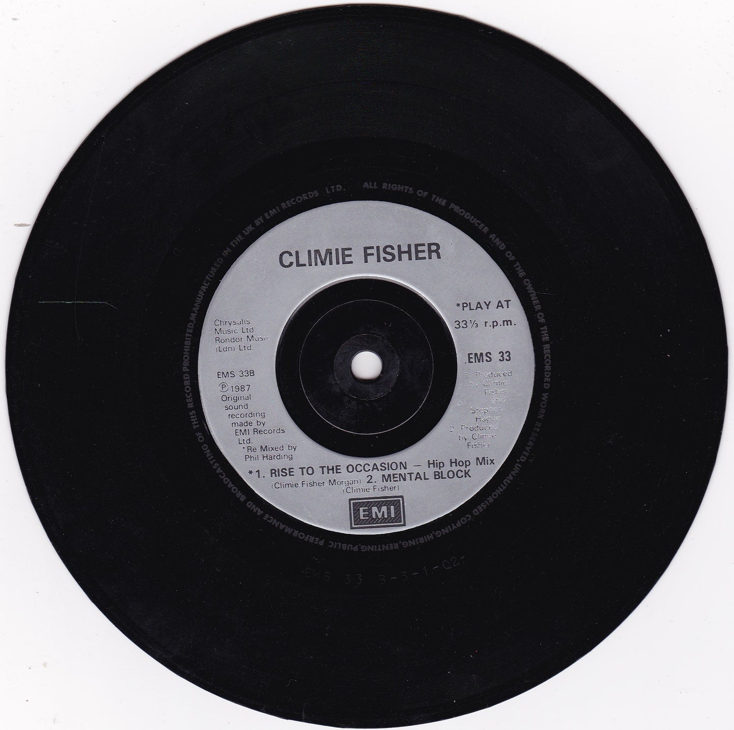 Climie Fisher – Rise To The Occasion (EMI 1987) 7" vinyl P/S single G+/VG