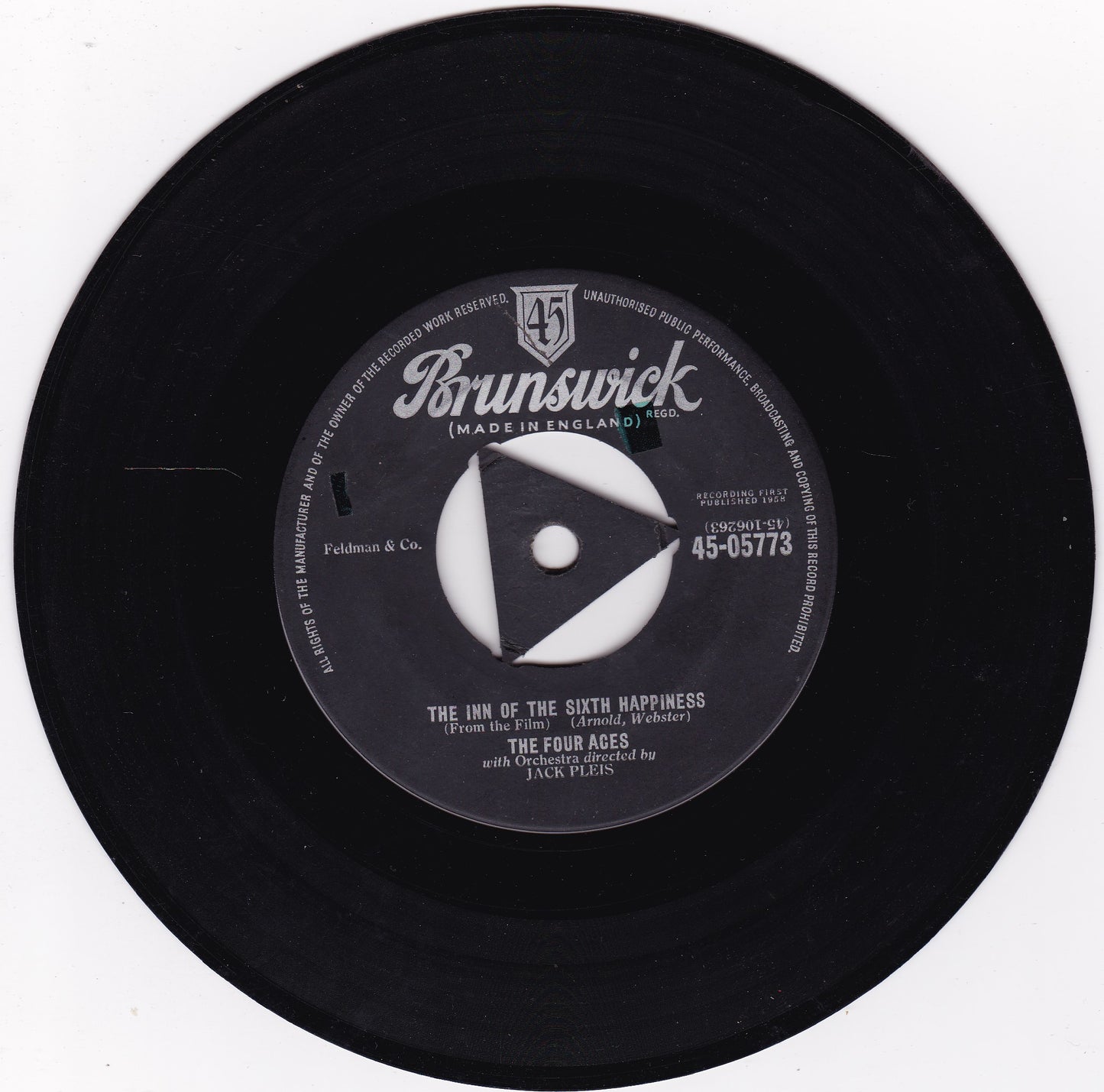 The Four Aces – The Inn Of The Sixth Happiness (Brunswick 1958) 7" vinyl single G+/-