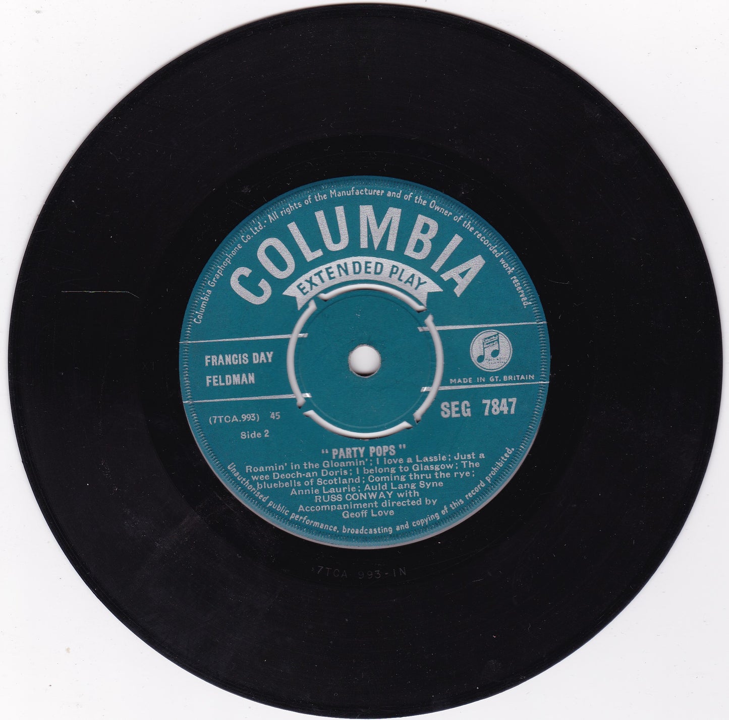 Russ Conway – Party Pops (Columbia, 1958) 7" vinyl EP VG/G+