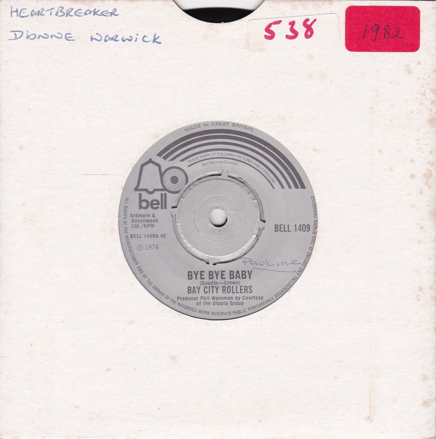 Bay City Rollers ‎– Bye Bye Baby (Bell 1975) 7" vinyl single G+/-