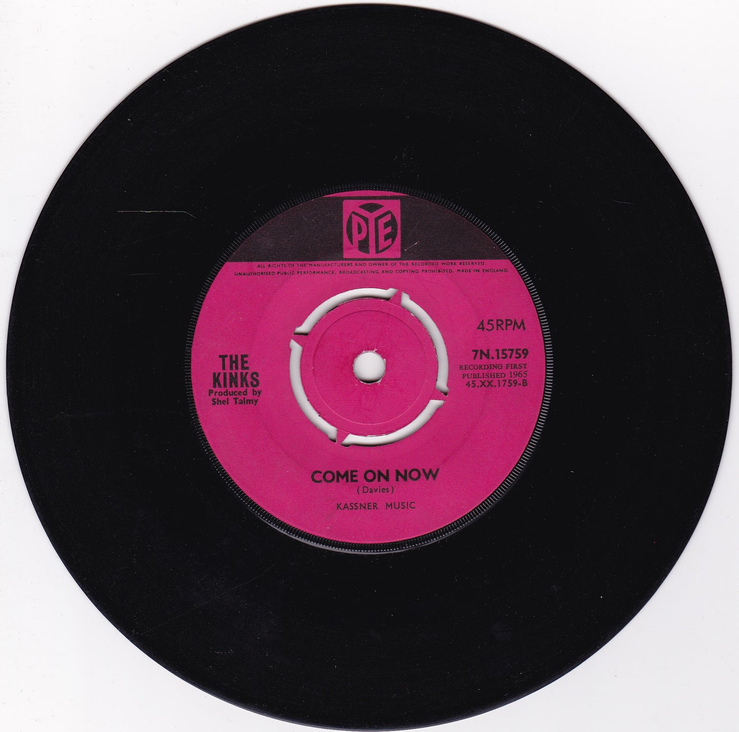 The Kinks – Tired Of Waiting For You (Pye, 1965) 7" vinyl single G+/-