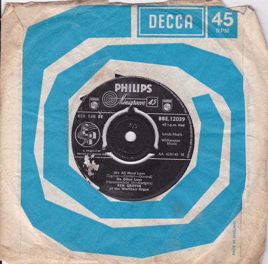 Ken Griffin – Ken Griffin At The Organ (Philips) 7" vinyl EP VG/-