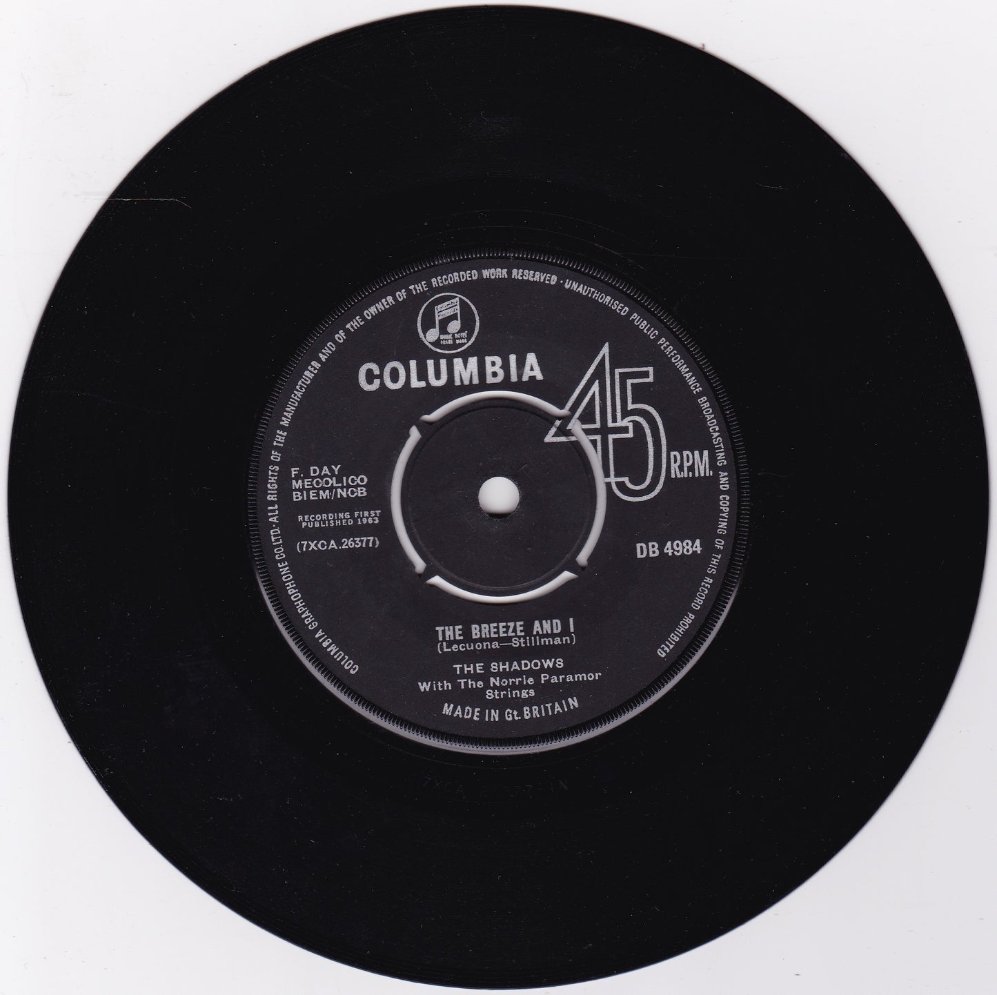 The Shadows ‎– Foot Tapper (Columbia 1963) 7" vinyl single G+/-