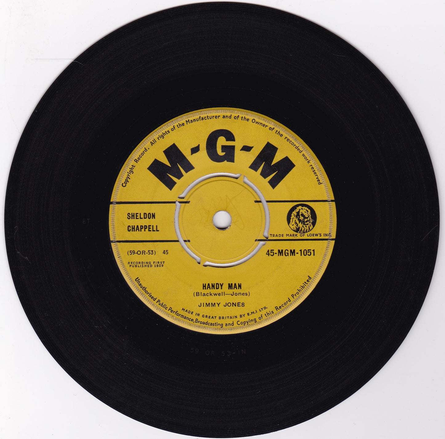 Jimmy Jones ‎– Handy Man (MGM 1960) 7" vinyl single G+/-