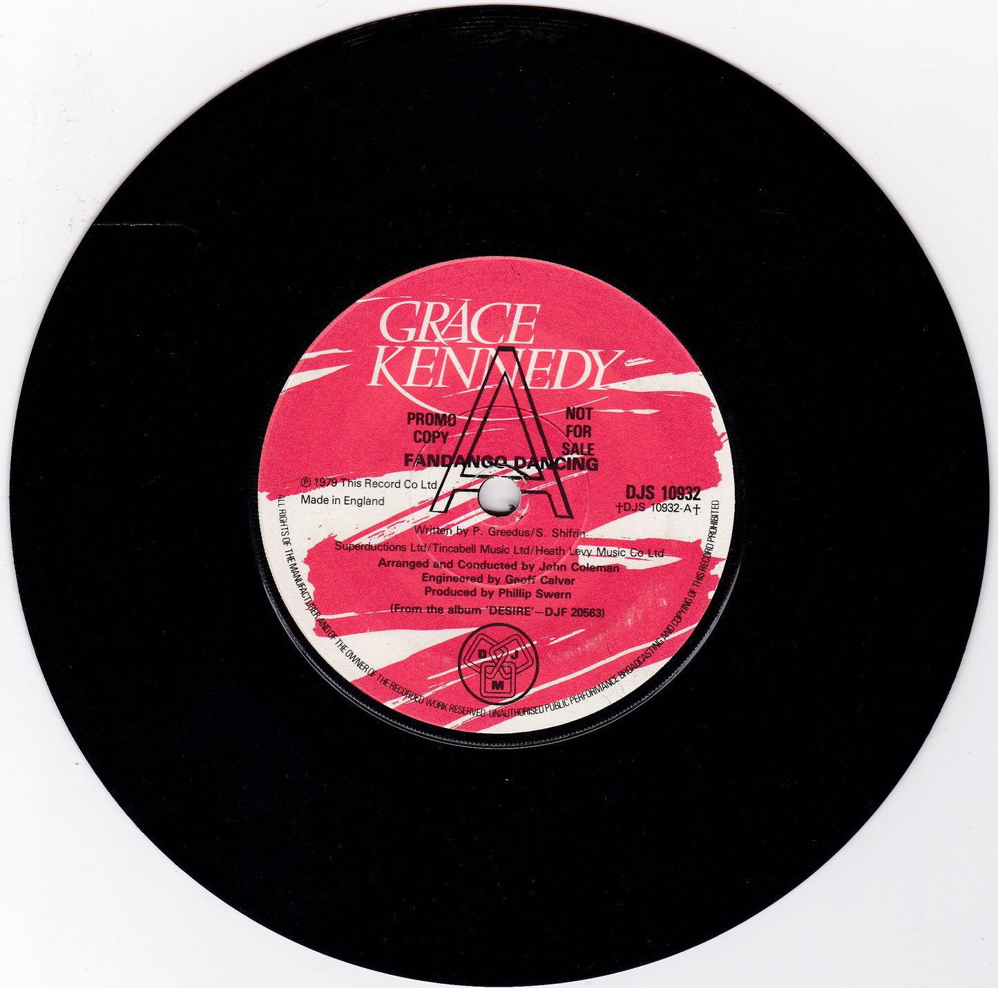 Grace Kennedy ‎– Fandango Dancing (DJM 1979) 7" vinyl single G+/- promo