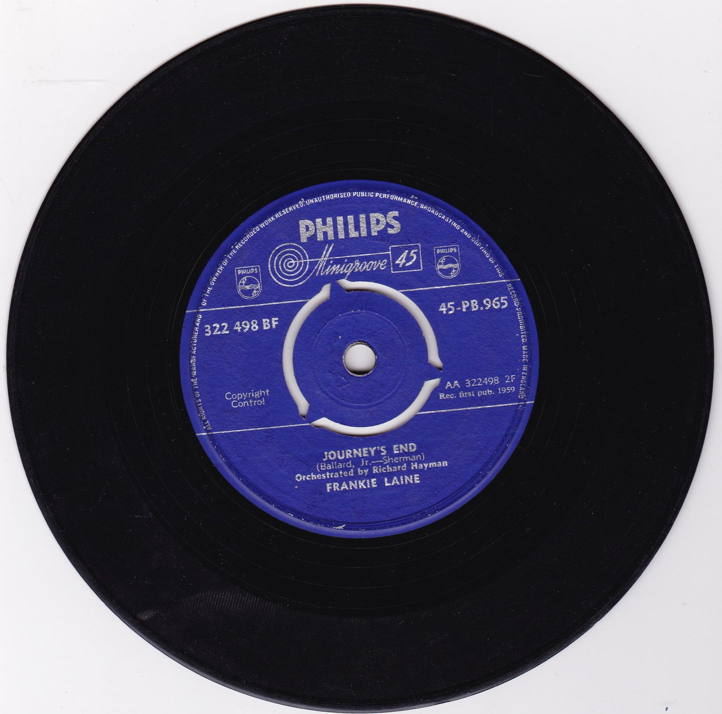 Frankie Laine - Rawhide (Philips 1959) 7" vinyl single G+/-