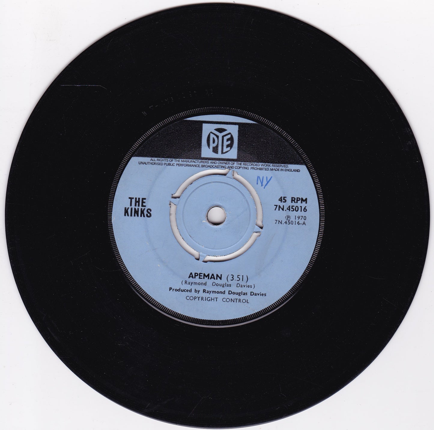 The Kinks ‎– Apeman (Pye 1970) 7" vinyl single G+/-