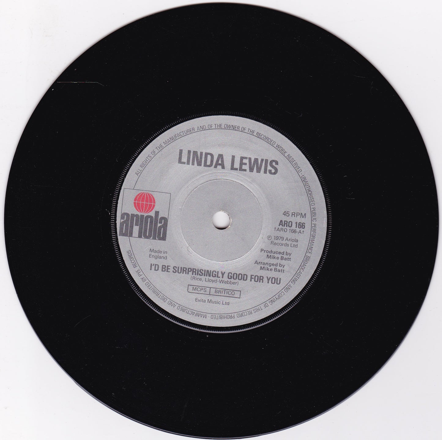 Linda Lewis – I'd Be Surprisingly Good For You (Ariola 1979) 7" vinyl single G+/-