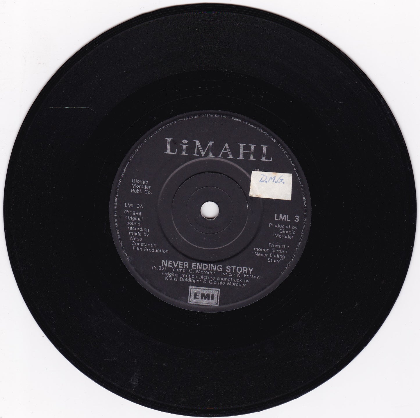 Limahl - The NeverEnding Story (EMI 1984) 7" vinyl single G+/-