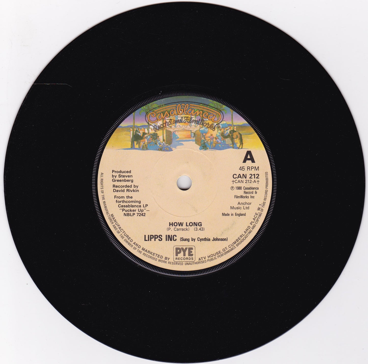 Lipps, Inc. - How Long (Casablanca 1980) 7" vinyl single G+/-