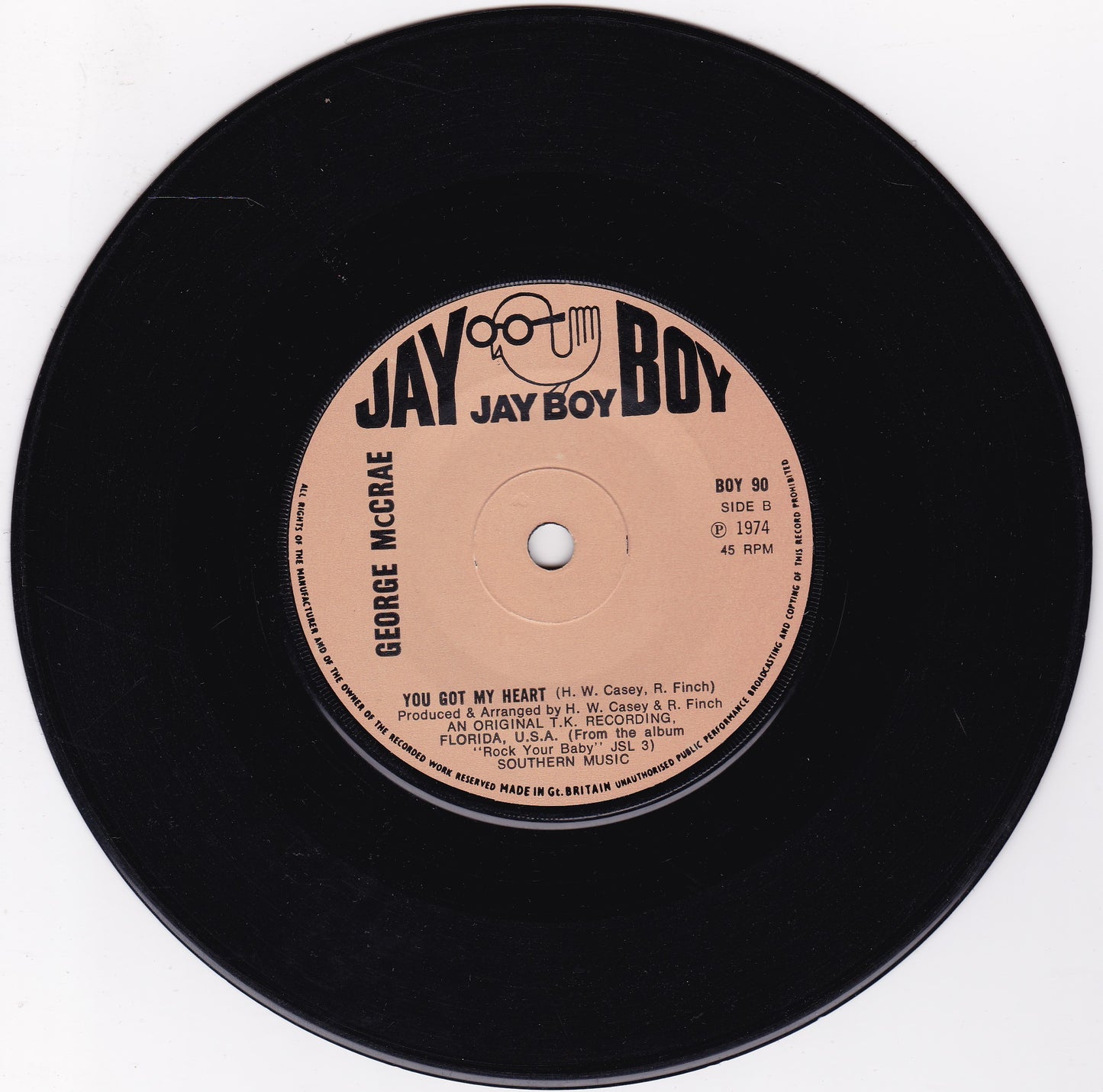 George McCrae – I Can't Leave You Alone (Jay Boy, 1974) 7" vinyl single G+/-