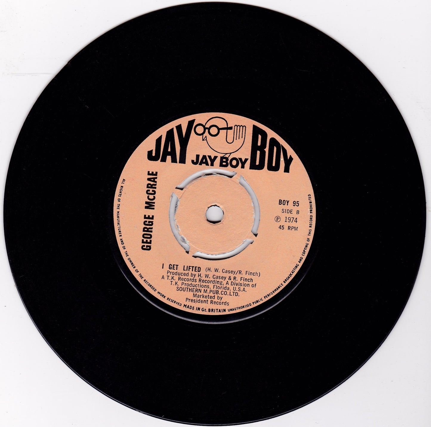 George McCrae – Sing A Happy Song (Jay Boy, 1975) 7" vinyl single G+/-