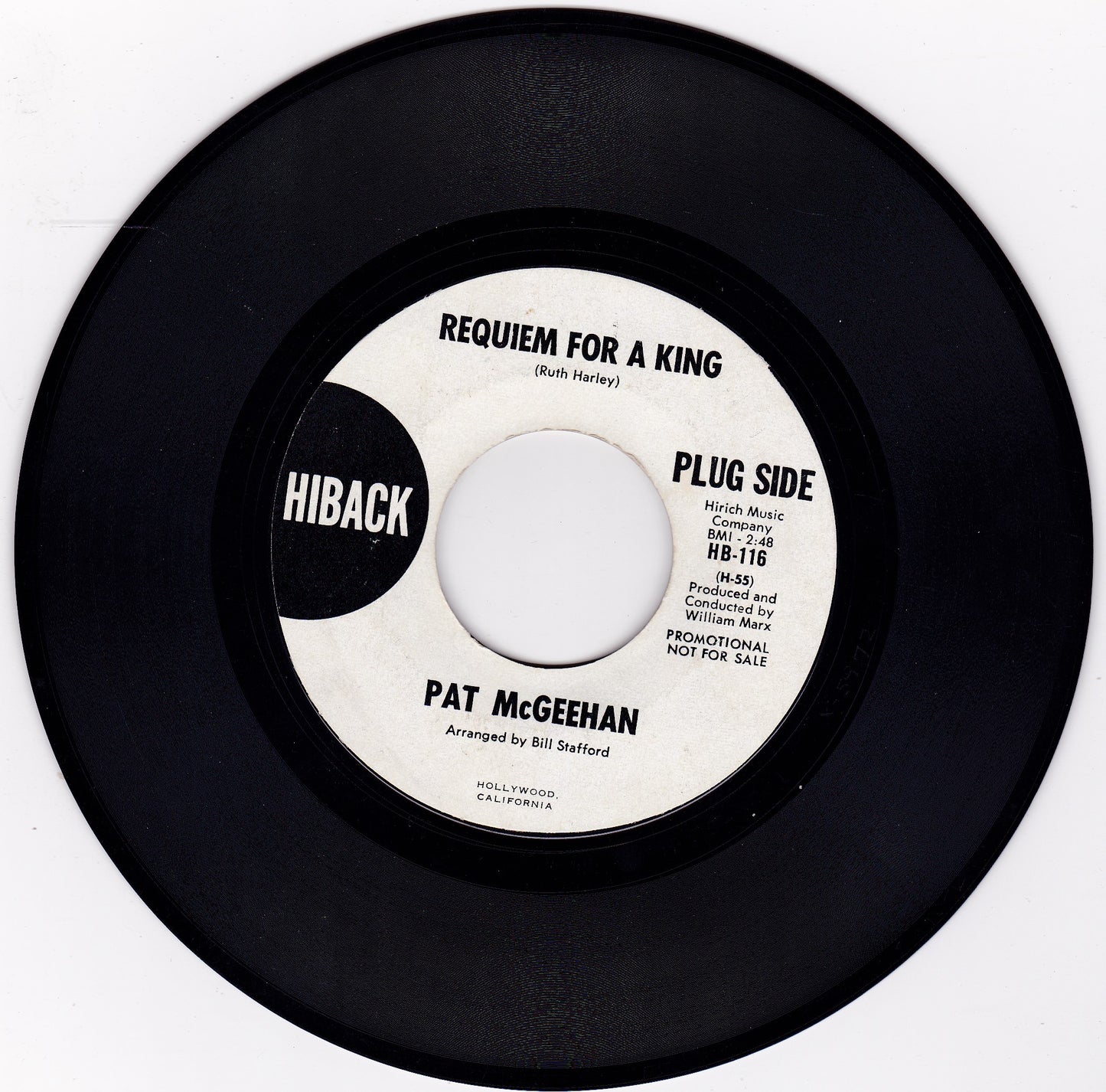 Pat McGeehan ‎– Requiem For A King (Hiback 1968) 7" vinyl single promo G+/- jukebox