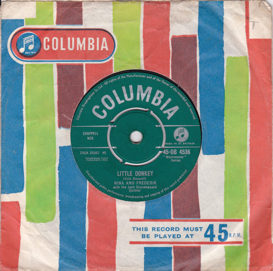 Nina & Frederik – Little Donkey (Columbia, 1960) 7" vinyl single VG/G+