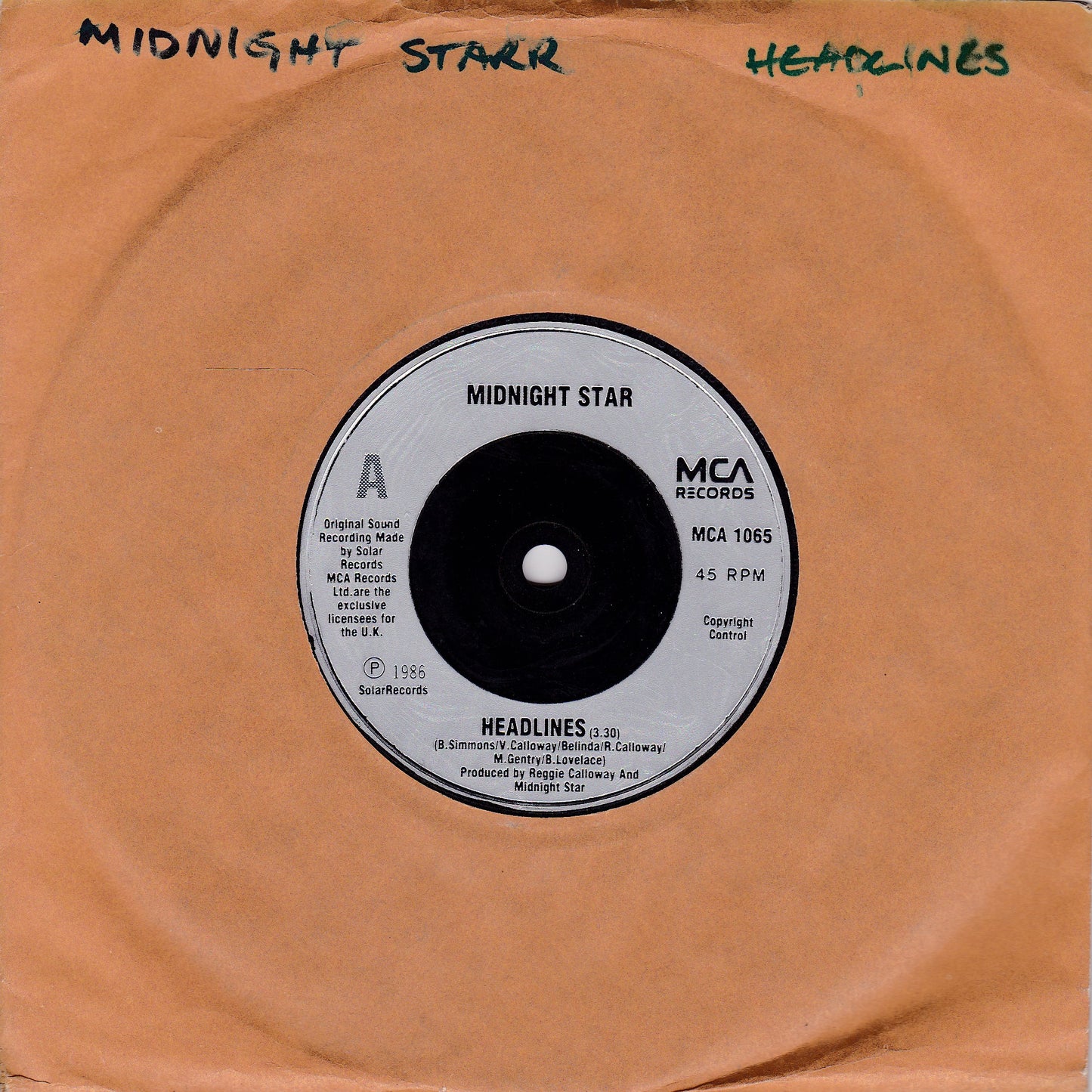 Midnight Star ‎– Headlines (7" Pop Mix) (MCA 1986) 7" vinyl single G+/-