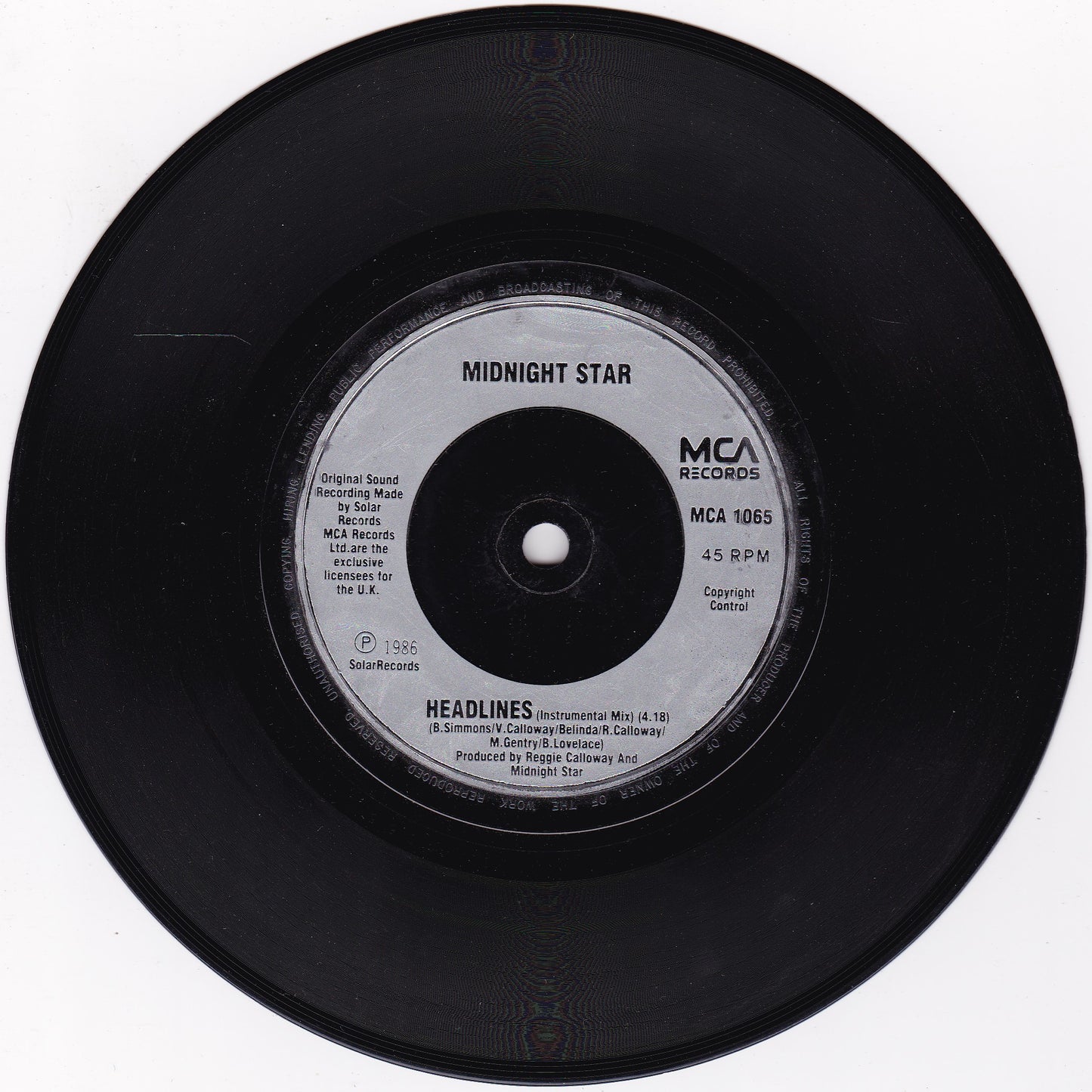 Midnight Star ‎– Headlines (7" Pop Mix) (MCA 1986) 7" vinyl single G+/-