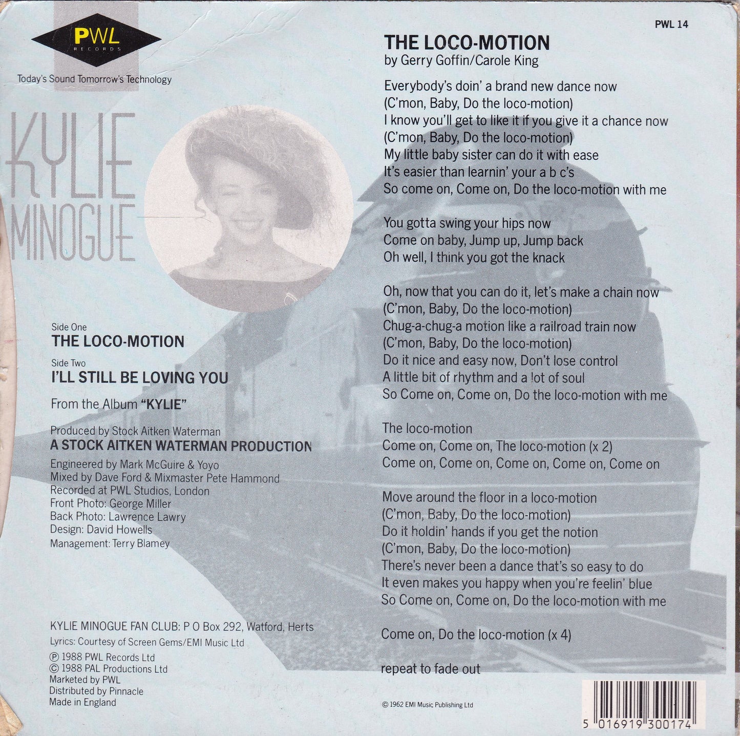 Kylie Minogue – The Loco-Motion (PWL 1988) 7" vinyl P/S single G+/VG