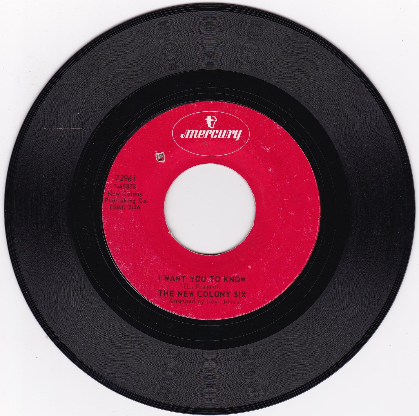 The New Colony Six ‎– I Want You To Know (Mercury 1969) 7" vinyl single G+/- US jukebox