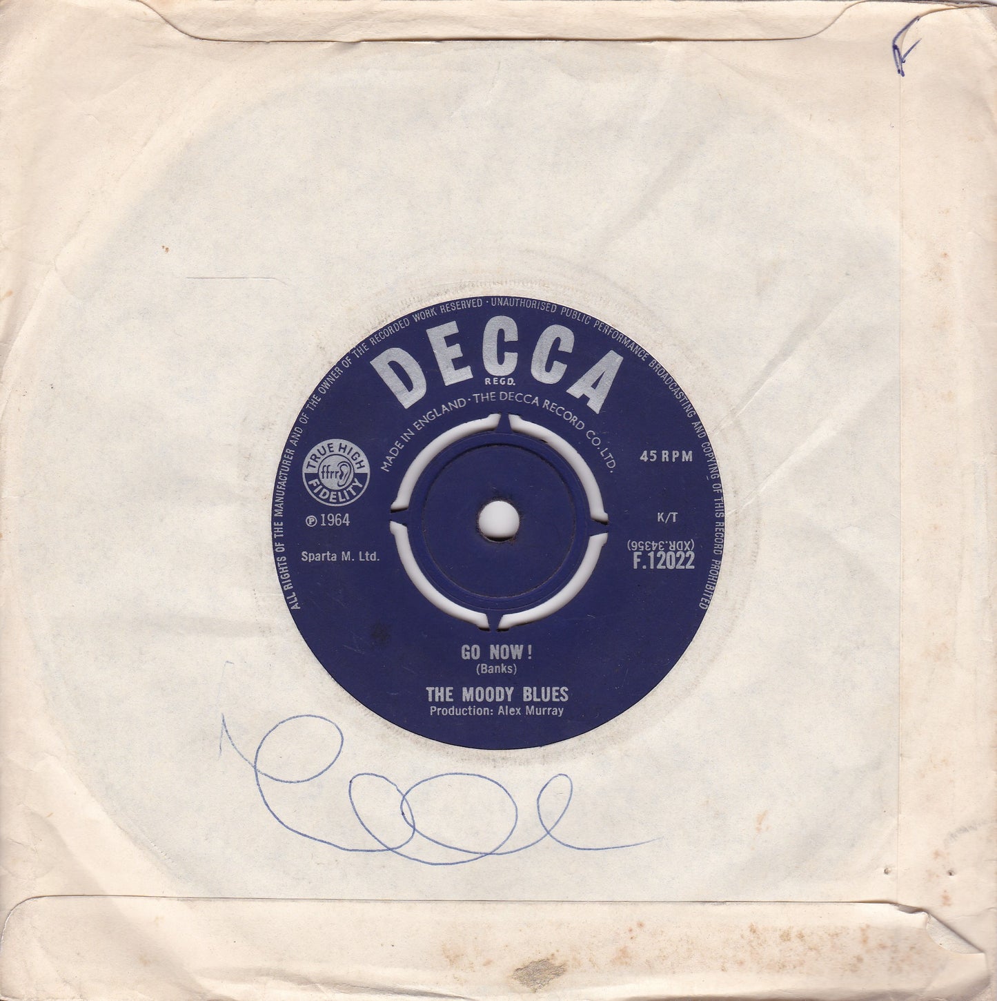 The Moody Blues – Go Now ! (Decca 1964) 7" vinyl single G/-