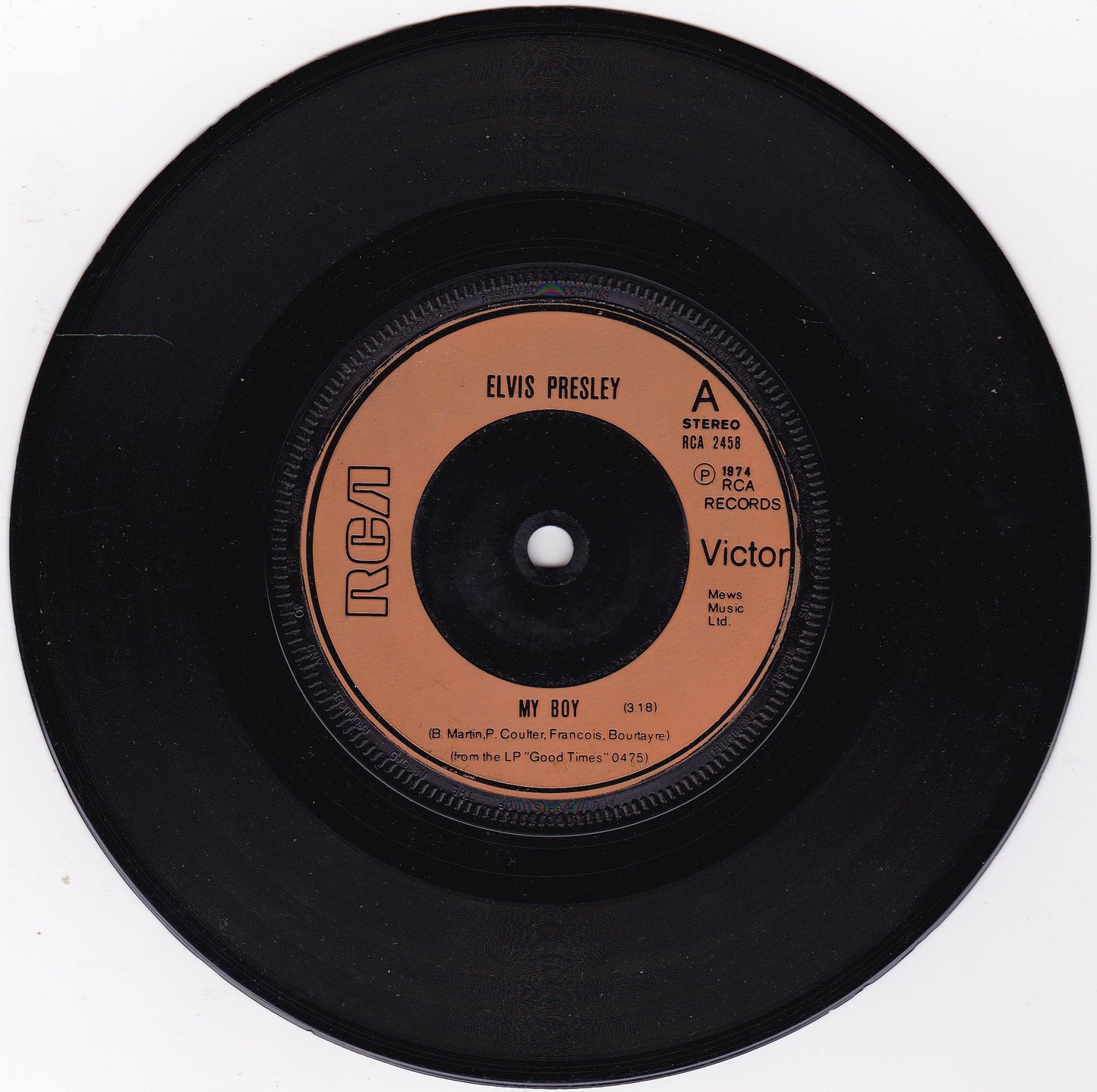 Elvis Presley ‎– My Boy (RCA 1974) 7" vinyl single G+/-