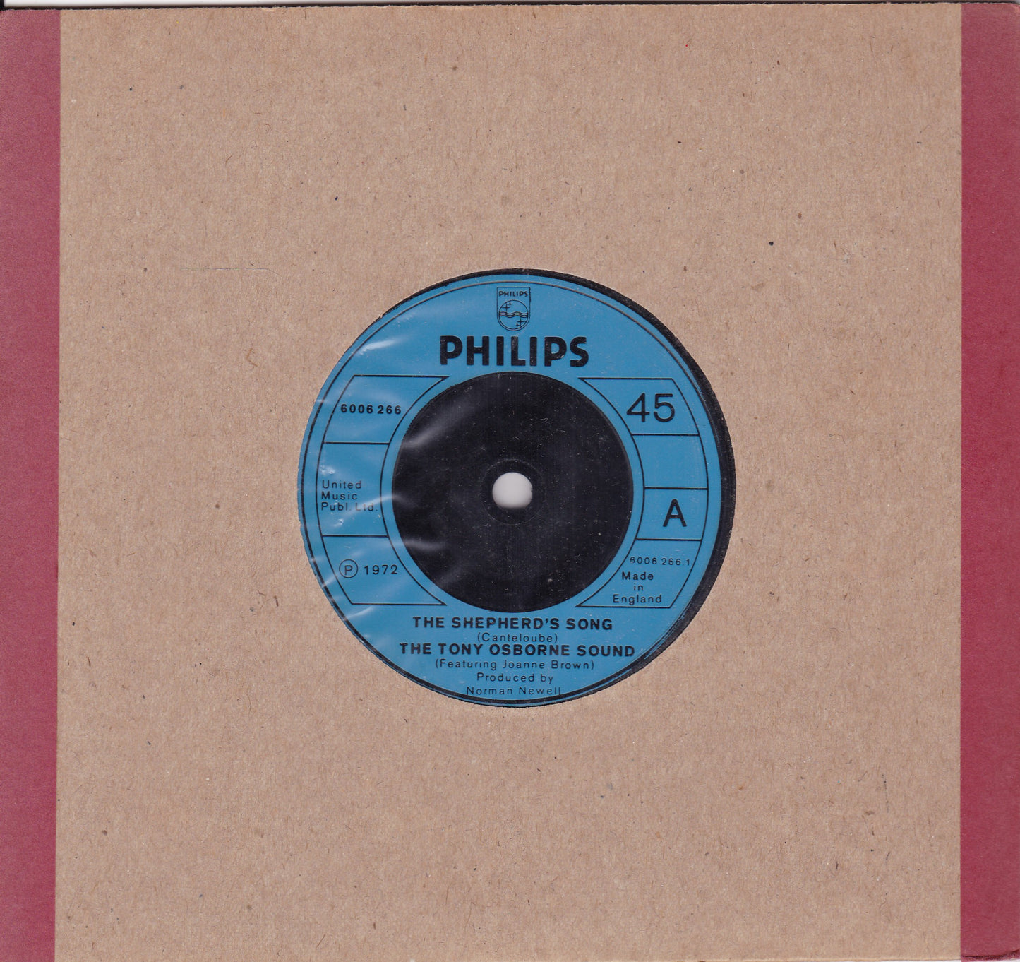 Tony Osborne And His Orchestra ‎– The Shepherd's Song (Philips 1972) 7" vinyl single VG/-