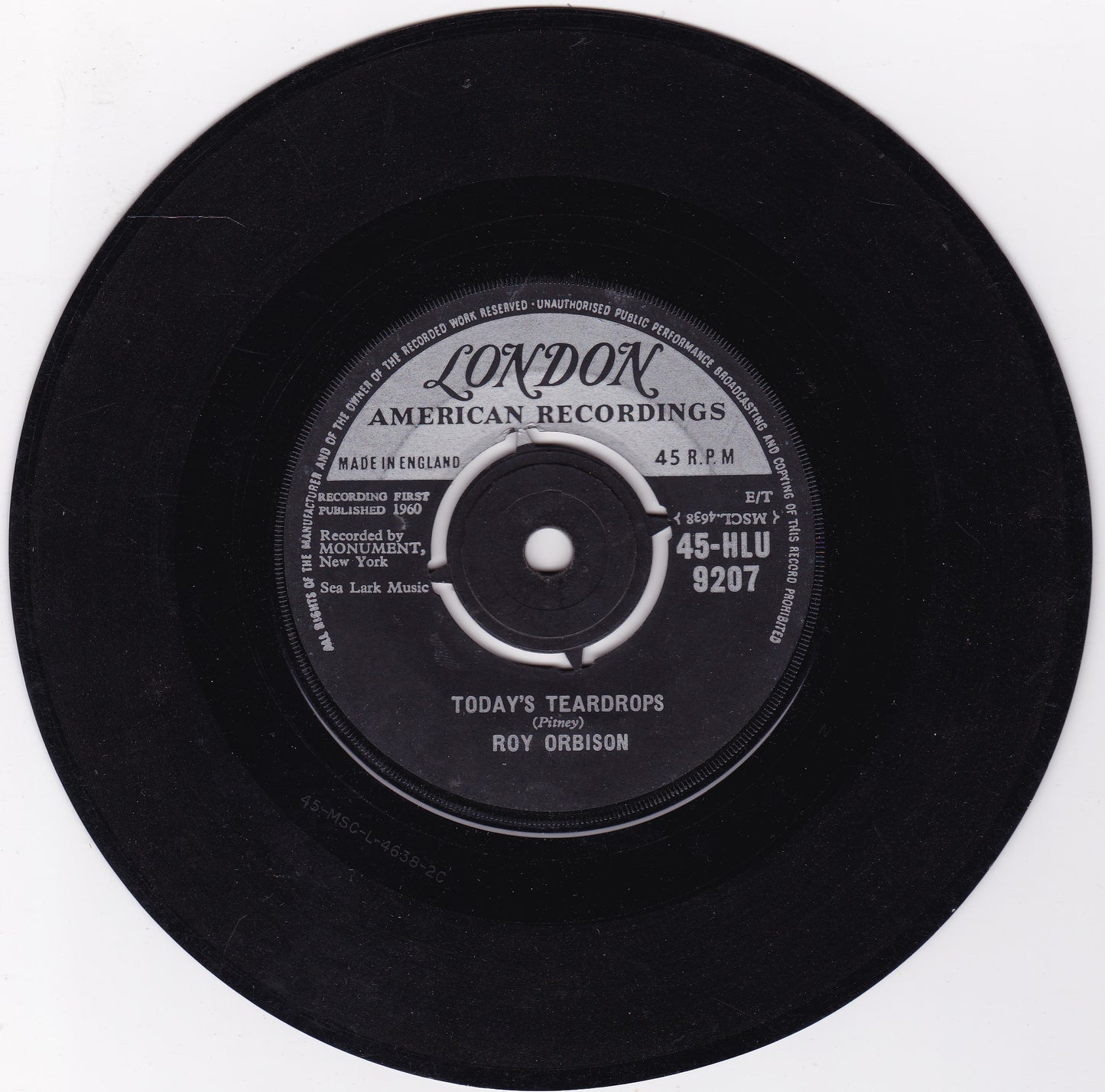 Roy Orbison ‎– Blue Angel (London 1960) 7" vinyl single G+/-