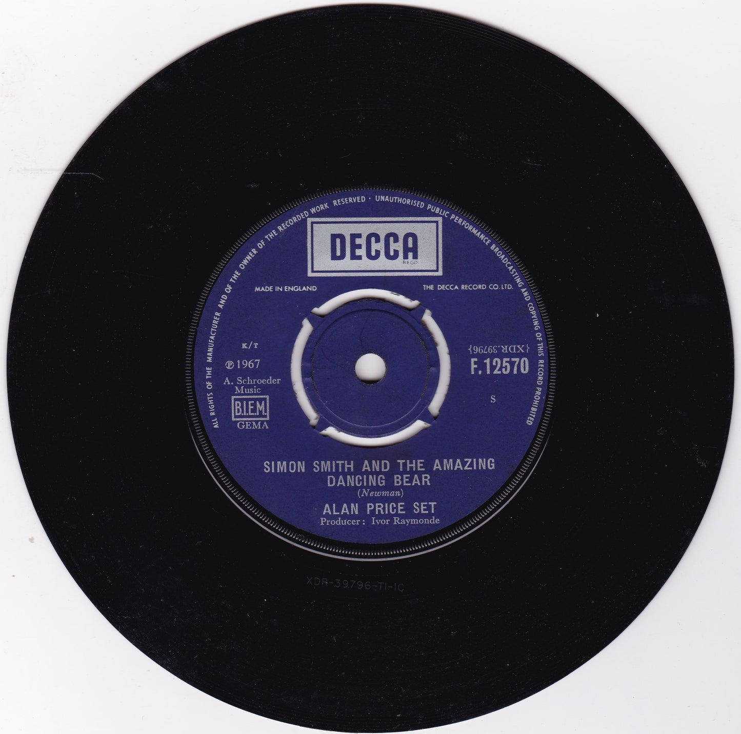 Alan Price Set ‎– Simon Smith And The Amazing Dancing Bear (Decca 1967) 7" vinyl single G+/-