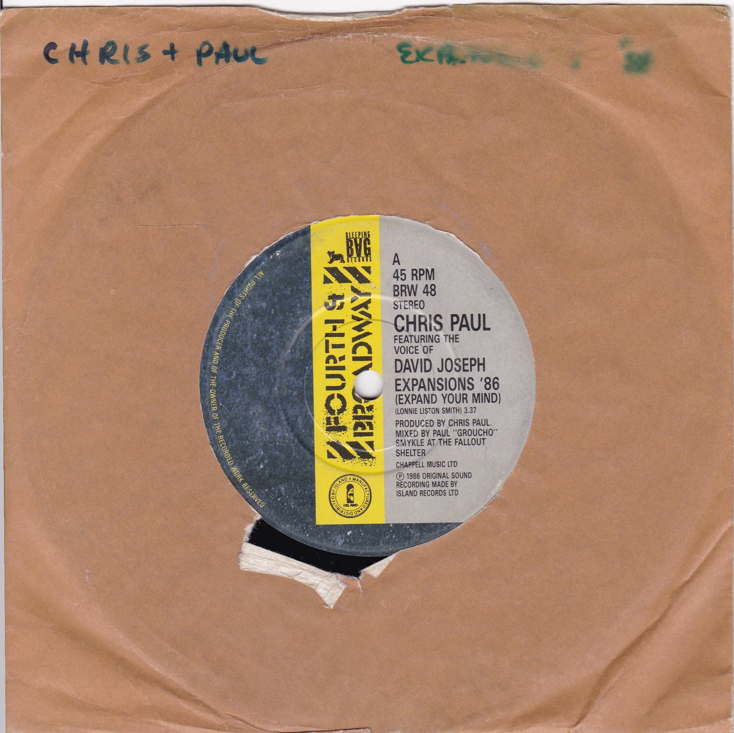 Chris Paul – Expansions '86 (Expand Your Mind) (1986) 7" vinyl single G+/-