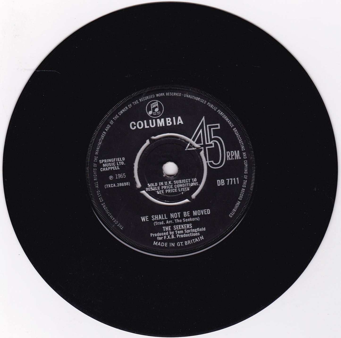 The Seekers – The Carnival Is Over (Columbia 1965) 7” vinyl single VG/-