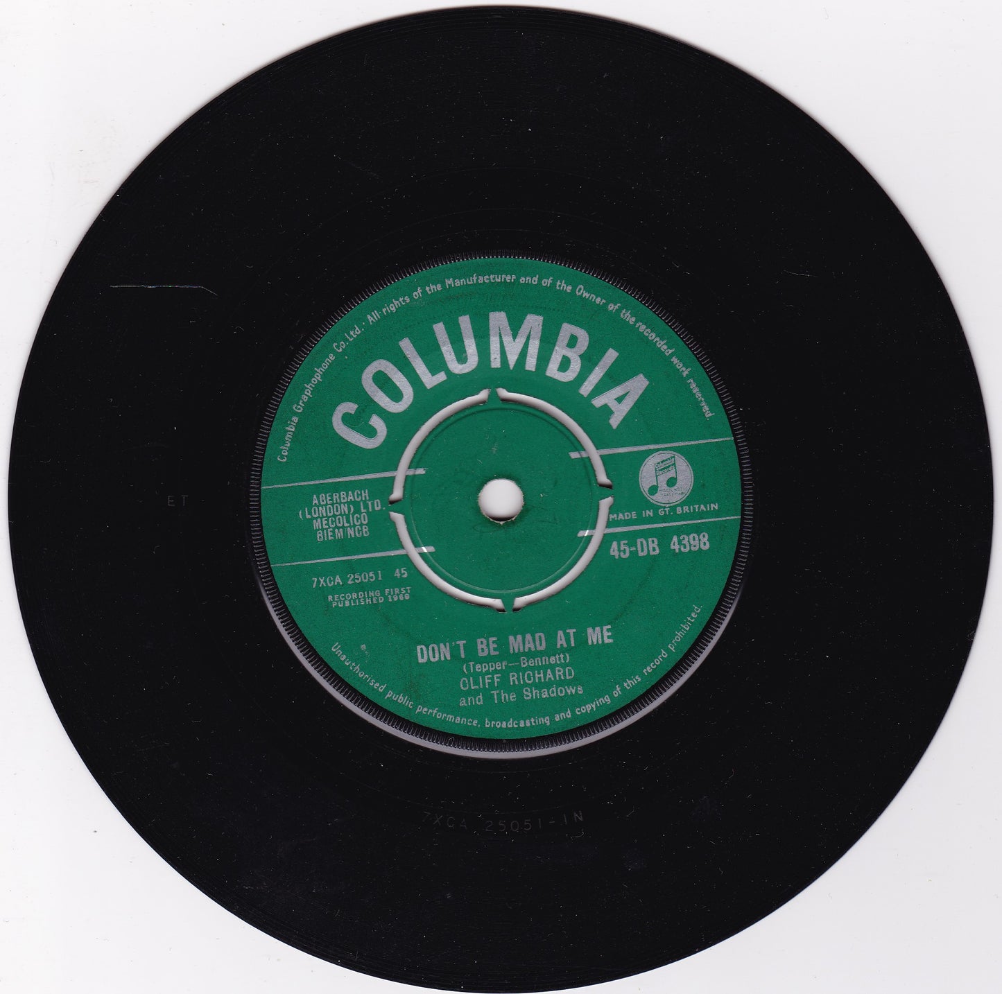 Cliff Richard And The Shadows ‎– A Voice In The Wilderness (Columbia 1960) 7" vinyl single VG/-