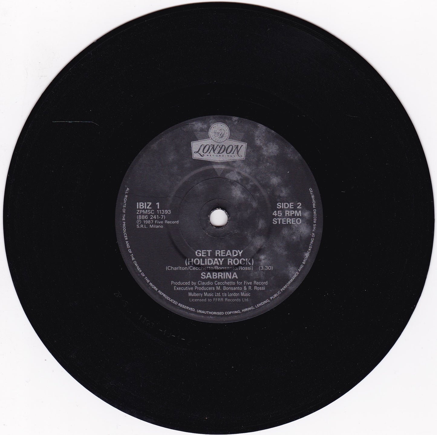 Sabrina ‎– Boys (Summertime Love) (London 1988) 7" vinyl P/S single G+/G+